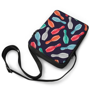 Watercolor Bowling Pins Pattern Print Rectangular Crossbody Bag