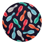 Watercolor Bowling Pins Pattern Print Round Blanket