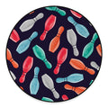 Watercolor Bowling Pins Pattern Print Round Floor Mat