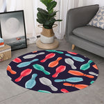 Watercolor Bowling Pins Pattern Print Round Rug