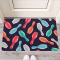 Watercolor Bowling Pins Pattern Print Rubber Doormat