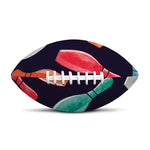 Watercolor Bowling Pins Pattern Print Rugby Ball