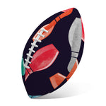 Watercolor Bowling Pins Pattern Print Rugby Ball