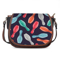 Watercolor Bowling Pins Pattern Print Saddle Bag