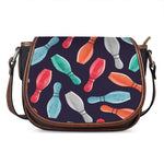 Watercolor Bowling Pins Pattern Print Saddle Bag