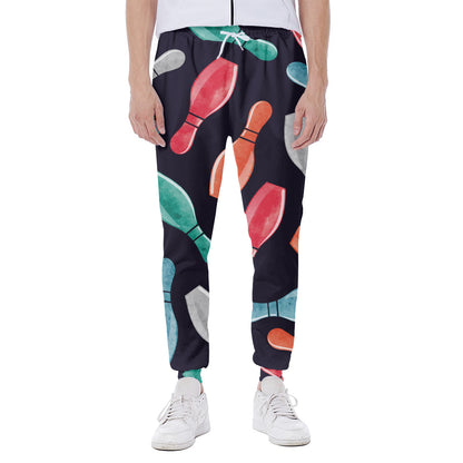 Watercolor Bowling Pins Pattern Print Scuba Joggers