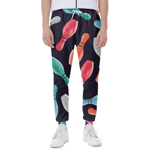 Watercolor Bowling Pins Pattern Print Scuba Joggers