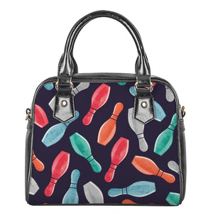 Watercolor Bowling Pins Pattern Print Shoulder Handbag