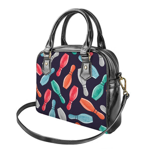 Watercolor Bowling Pins Pattern Print Shoulder Handbag