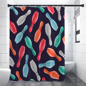 Watercolor Bowling Pins Pattern Print Shower Curtain