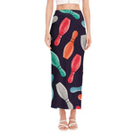 Watercolor Bowling Pins Pattern Print Side Slit Maxi Skirt
