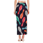 Watercolor Bowling Pins Pattern Print Side Slit Maxi Skirt