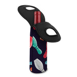 Watercolor Bowling Pins Pattern Print Single Neoprene Wine Tote