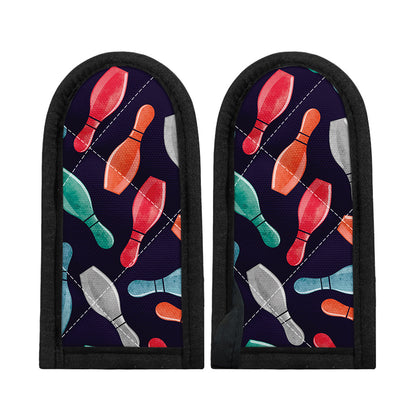 Watercolor Bowling Pins Pattern Print Skillet Handle Cover