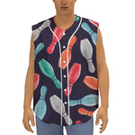 Watercolor Bowling Pins Pattern Print Sleeveless Baseball Jersey
