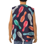 Watercolor Bowling Pins Pattern Print Sleeveless Baseball Jersey