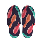 Watercolor Bowling Pins Pattern Print Slippers