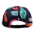 Watercolor Bowling Pins Pattern Print Snapback Cap