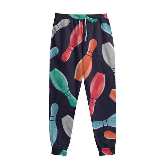 Watercolor Bowling Pins Pattern Print Sweatpants