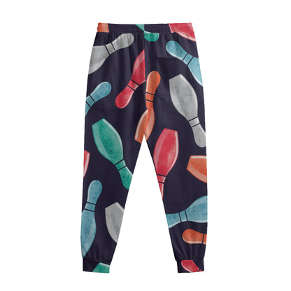Watercolor Bowling Pins Pattern Print Sweatpants