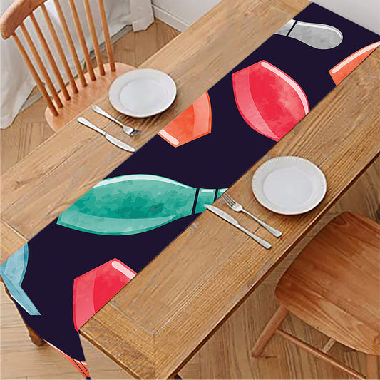 Watercolor Bowling Pins Pattern Print Table Runner