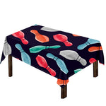 Watercolor Bowling Pins Pattern Print Tablecloth