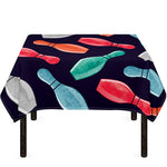 Watercolor Bowling Pins Pattern Print Tablecloth