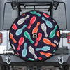 Watercolor Bowling Pins Pattern Print Tire Cover With Camera Hole