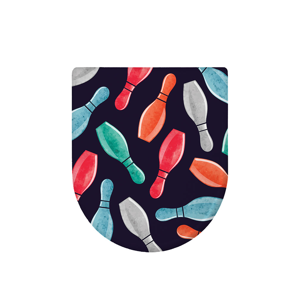 Watercolor Bowling Pins Pattern Print Toilet Lid Cover