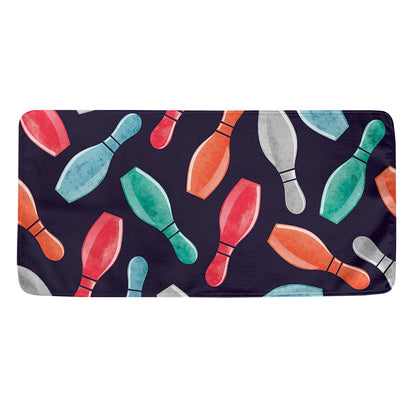 Watercolor Bowling Pins Pattern Print Towel