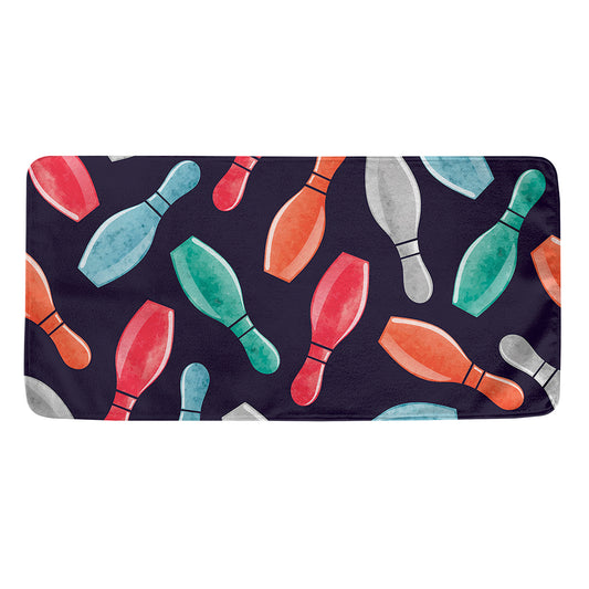 Watercolor Bowling Pins Pattern Print Towel