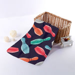 Watercolor Bowling Pins Pattern Print Towel