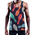 Watercolor Bowling Pins Pattern Print Men's Workout Tank Top
