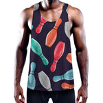 Watercolor Bowling Pins Pattern Print Training Tank Top