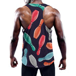 Watercolor Bowling Pins Pattern Print Training Tank Top