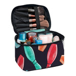 Watercolor Bowling Pins Pattern Print Travel Makeup Bag