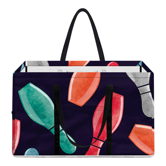 Watercolor Bowling Pins Pattern Print Utility Tote Bag