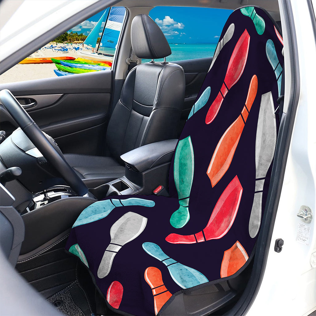 Watercolor Bowling Pins Pattern Print Waterproof Car Seat Cover