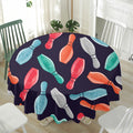 Watercolor Bowling Pins Pattern Print Waterproof Round Tablecloth