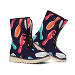 Watercolor Bowling Pins Pattern Print Winter Boots