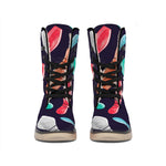 Watercolor Bowling Pins Pattern Print Winter Boots