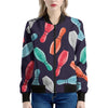 Watercolor Bowling Pins Pattern Print Women's Bomber Jacket