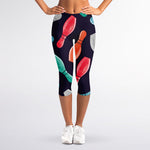 Watercolor Bowling Pins Pattern Print Women's Capri Leggings