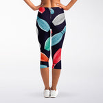 Watercolor Bowling Pins Pattern Print Women's Capri Leggings