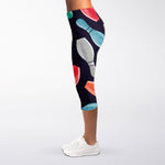 Watercolor Bowling Pins Pattern Print Women's Capri Leggings