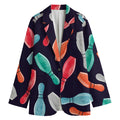 Watercolor Bowling Pins Pattern Print Women's Cotton Blazer