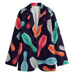 Watercolor Bowling Pins Pattern Print Women's Cotton Blazer