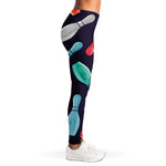 Watercolor Bowling Pins Pattern Print Women's Leggings