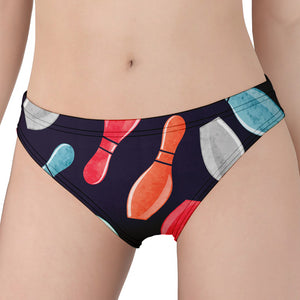 Watercolor Bowling Pins Pattern Print Women's Panties