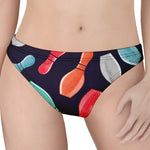 Watercolor Bowling Pins Pattern Print Women's Thong